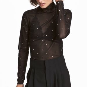 Elegant Black Sheer Turtleneck Blouse